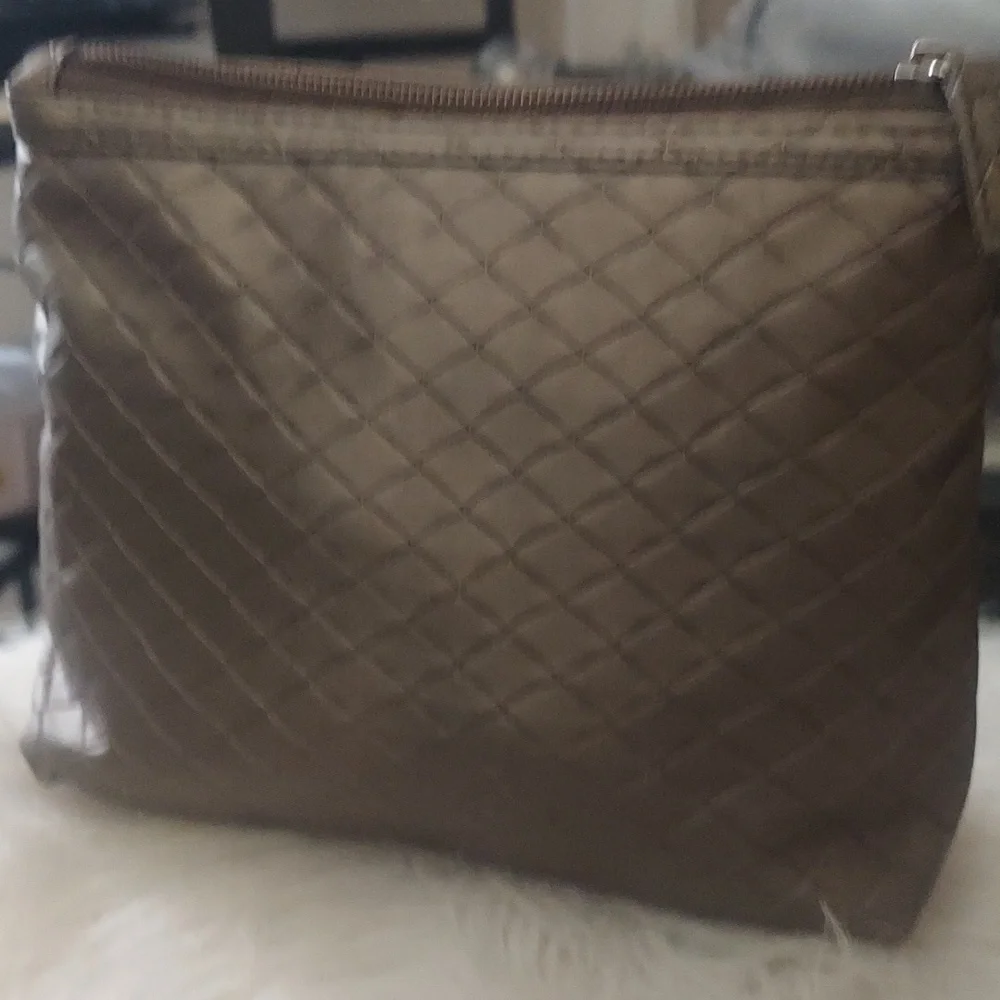 SeI Bella Quilted Woven Metallic Cosmetic Pouch Zip Bag
